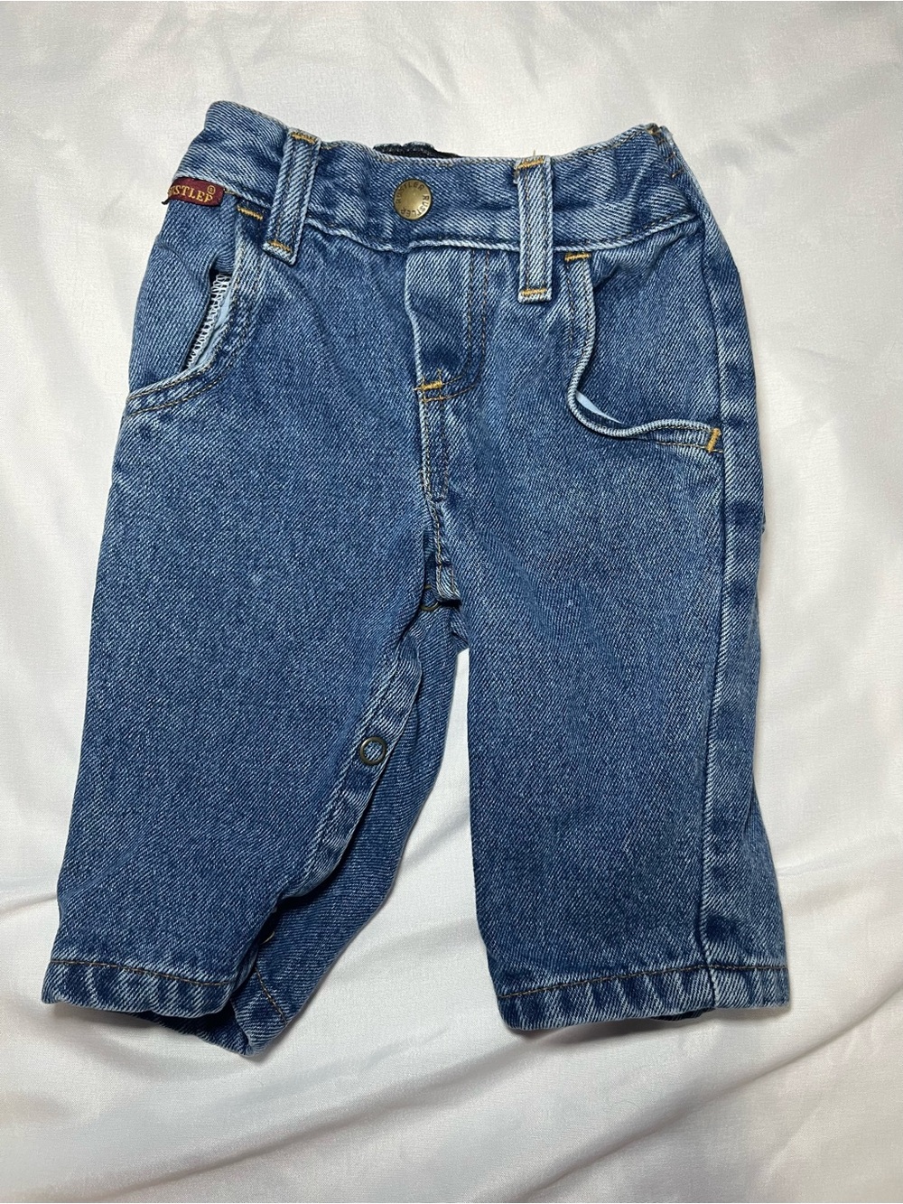 Vintage 90s Rustler Toddler Boy 9M Jeans Denim Snap Closure